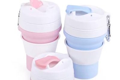 Collapsible travel silicone coffee cup with lids (1)