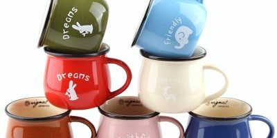 Custom orange porcelain ceramic enamel mugs (5)