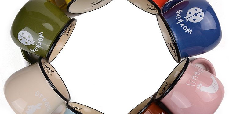 Custom orange porcelain ceramic enamel mugs (6)