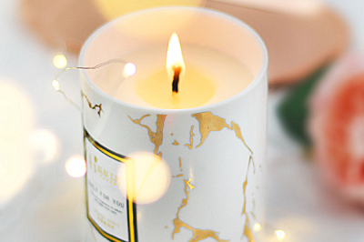 Custom two tone marble ceramic candle jar (2)