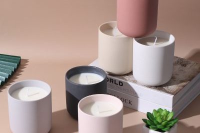 Customizable logo pink empty ceramic candle jars (3)