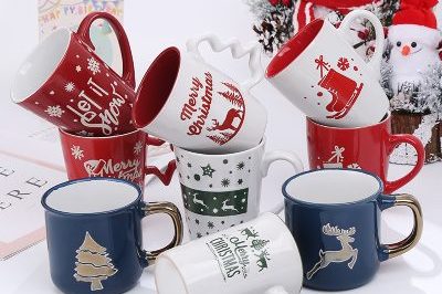Cute cartoon snowman santa claus ceramic enamel cup (7)