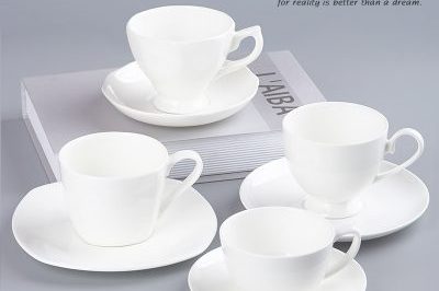 European afternoon tea pure white ceramic coffee mugs (3)