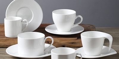 European style pure white simple ceramic coffee mugs (5)