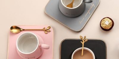 European style simple gold ceramic coffee mugs (1)