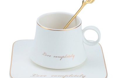European style simple gold ceramic coffee mugs (2)
