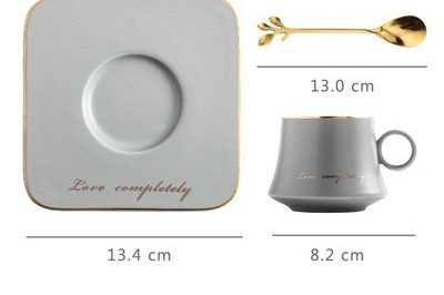 European style simple gold ceramic coffee mugs (3)