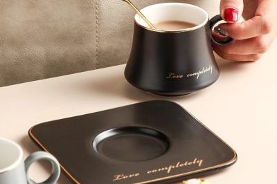 European style simple gold ceramic coffee mugs (4)
