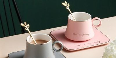 European style simple gold ceramic coffee mugs (6)