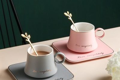 European style simple gold ceramic coffee mugs (6)