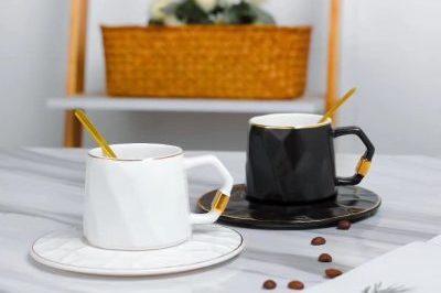 Exquisite gold-painted ceramic coffee mug (5)