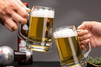 Funny dimpled custom glass beer mugs (2)