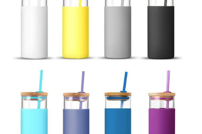 Glass mug tumbler cup with straw (5)