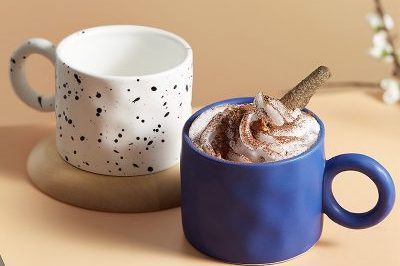 Irregular hand pinch large earrings ceramic mug (4)