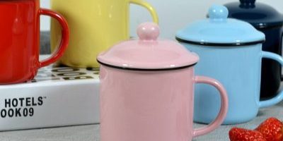 Nordic style color cute small fresh ceramic enamel mugs (3)
