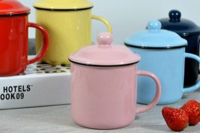 Nordic style color cute small fresh ceramic enamel mugs (3)