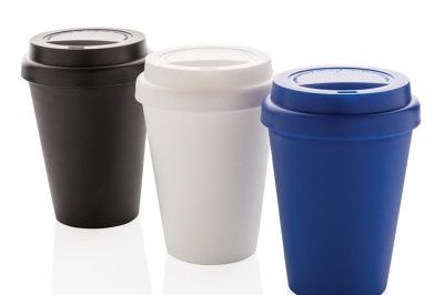 Plastic tea mug with custom logo with cover (2)