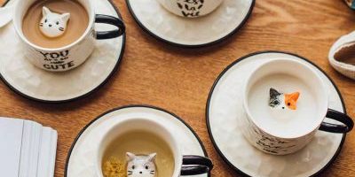 Simple literary cute cat ceramic coffee mug (4)