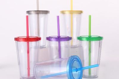 Tumbler plastic drinking mug with straw (2)