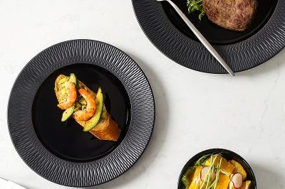 Wholesale black gold rim ceramic plate (1)