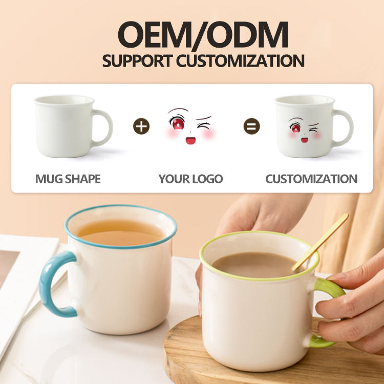 Enamel Ceramic Mug with Colorful Handle