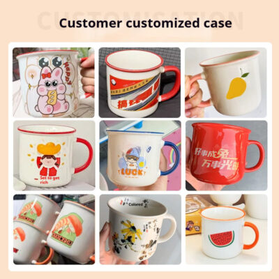 Enamel Ceramic Mug with Colorful Handle