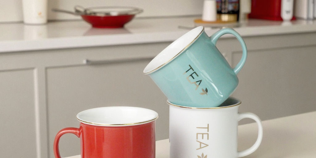Solid-color ceramic enamel-style mug
