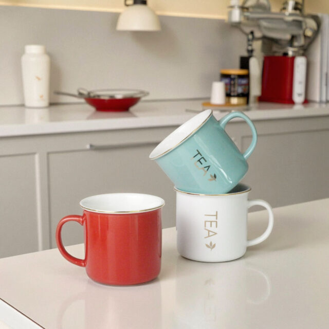 Solid-color ceramic enamel-style mug