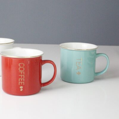 Solid-color ceramic enamel-style mug