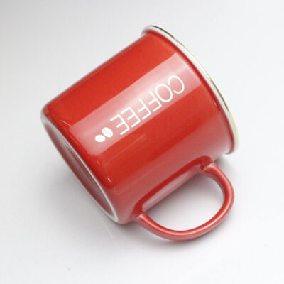 Solid-color ceramic enamel-style mug