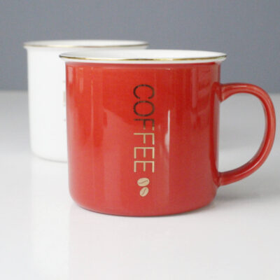 Solid-color ceramic enamel-style mug