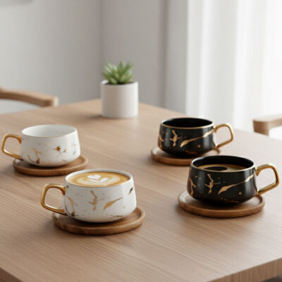 Ceramic Marble Coffee Mug with Logo