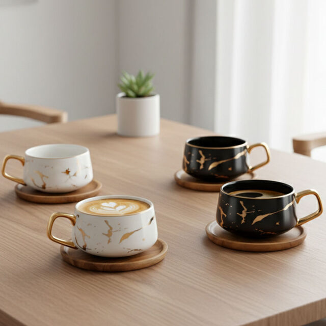 Ceramic Marble Coffee Mug with Logo