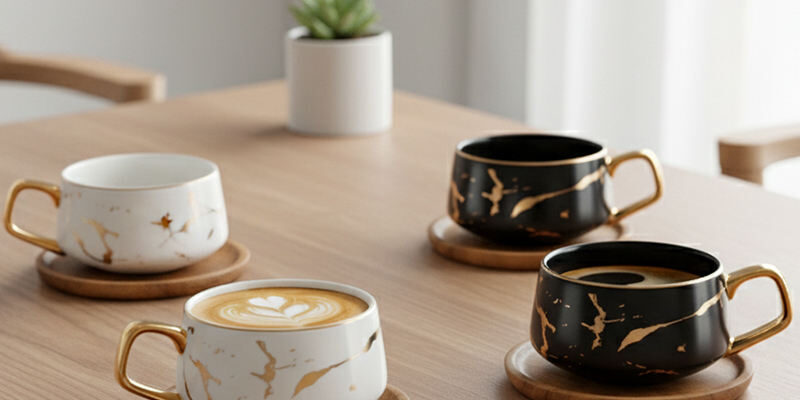 Ceramic Marble Coffee Mug with Logo