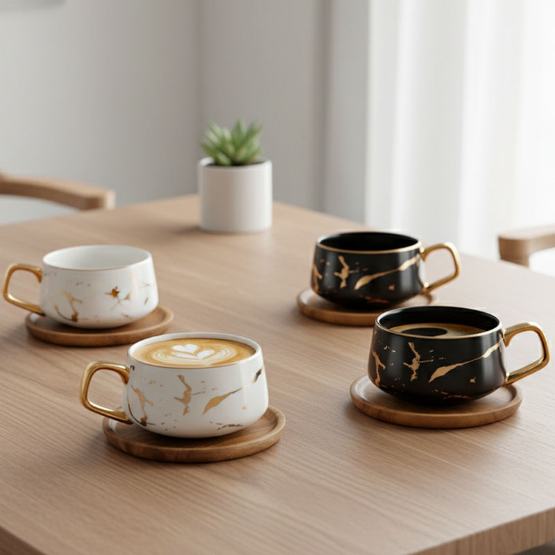 Ceramic Marble Coffee Mug with Logo