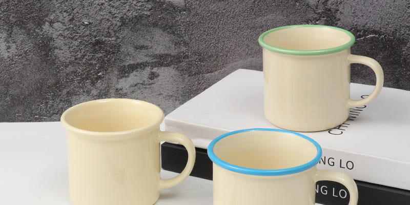 Vintage Enamel Imitation Ceramic Coffee Mug