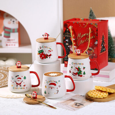 Cute Santa Claus Christmas tree ceramic mug