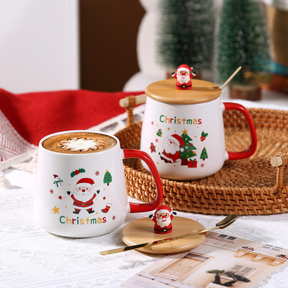 Cute Santa Claus Christmas tree ceramic mug