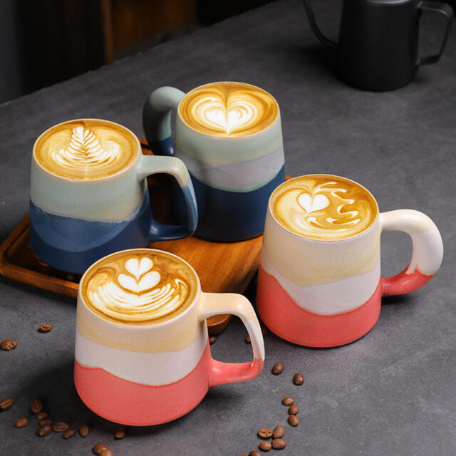 12–14oz ceramic coffee mugs set