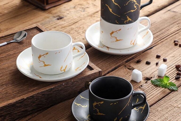 Marble Texture 220cc Porcelain Coffee Mug & Saucer (5) 220cc porcelain coffee cup & saucer