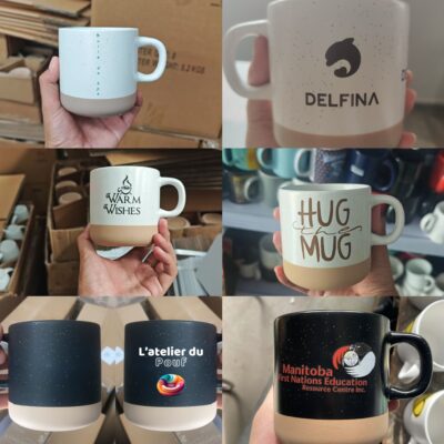 beige no-handle ceramic coffee cup