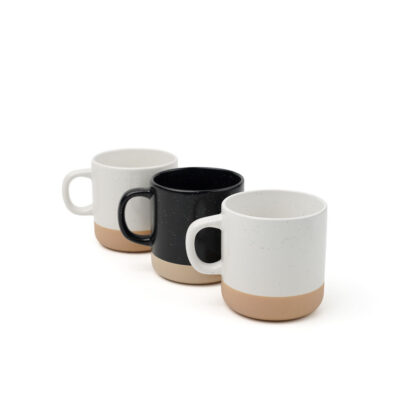 beige no-handle ceramic coffee cup