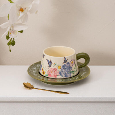 Luxury floral ceramic coffee mugs