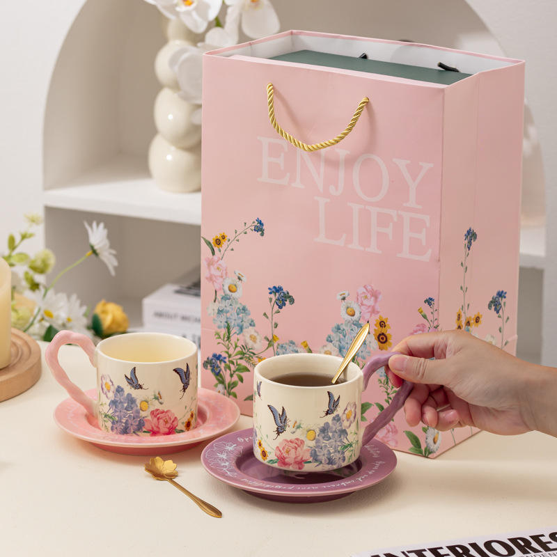 Luxury floral ceramic coffee mugs