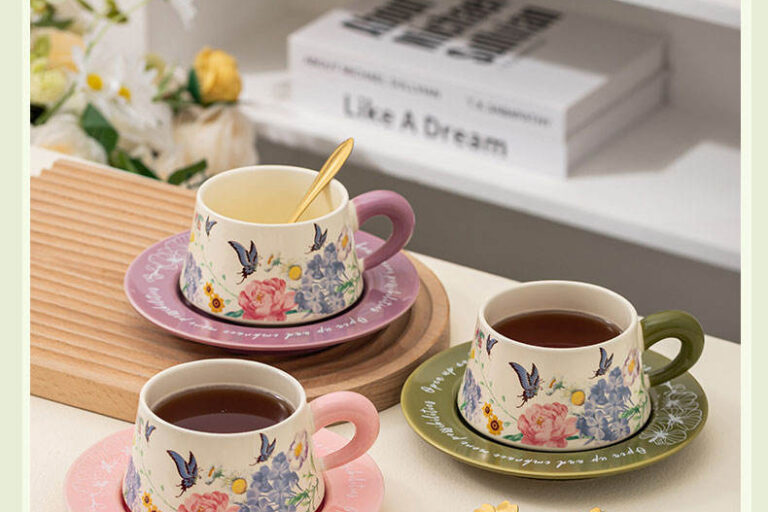 Luxury floral ceramic coffee mugs
