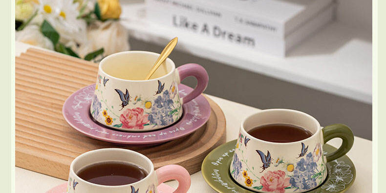 Luxury floral ceramic coffee mugs