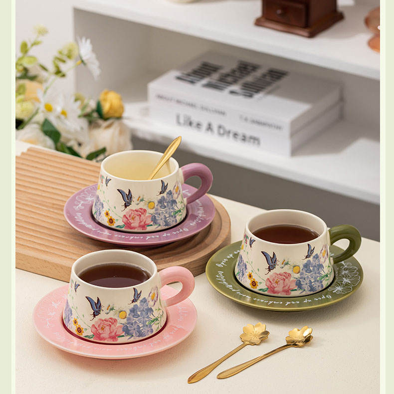 Luxury floral ceramic coffee mugs