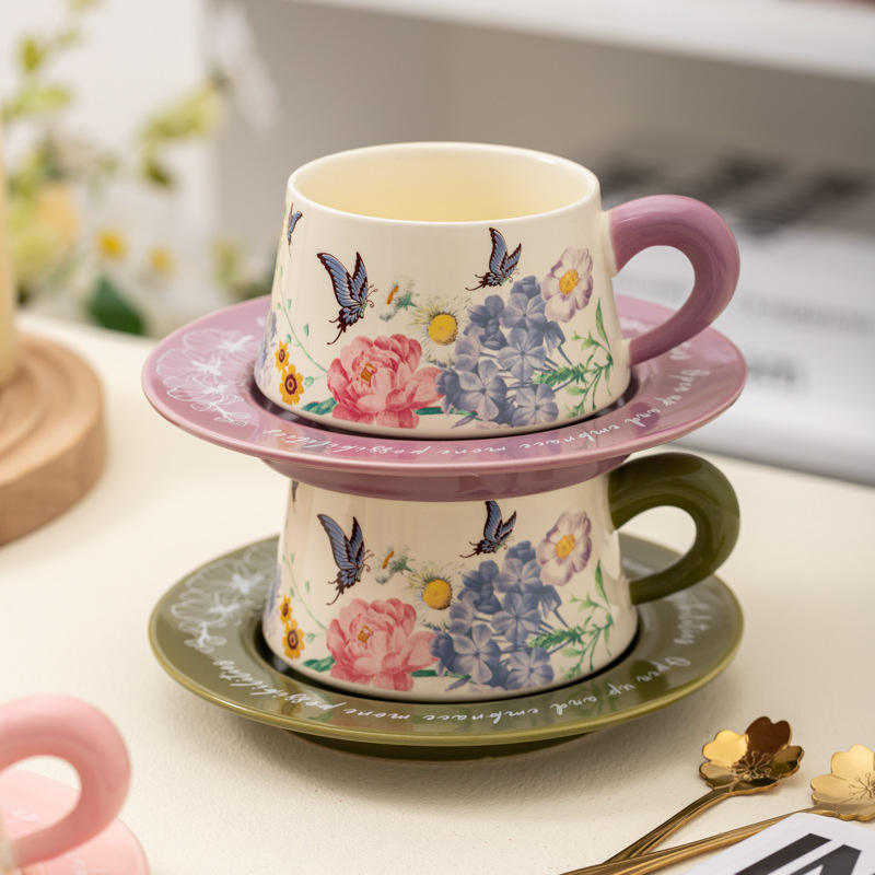 Luxury floral ceramic coffee mugs