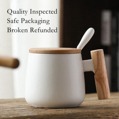 Ceramic Coffee Mug with Wooden Handle