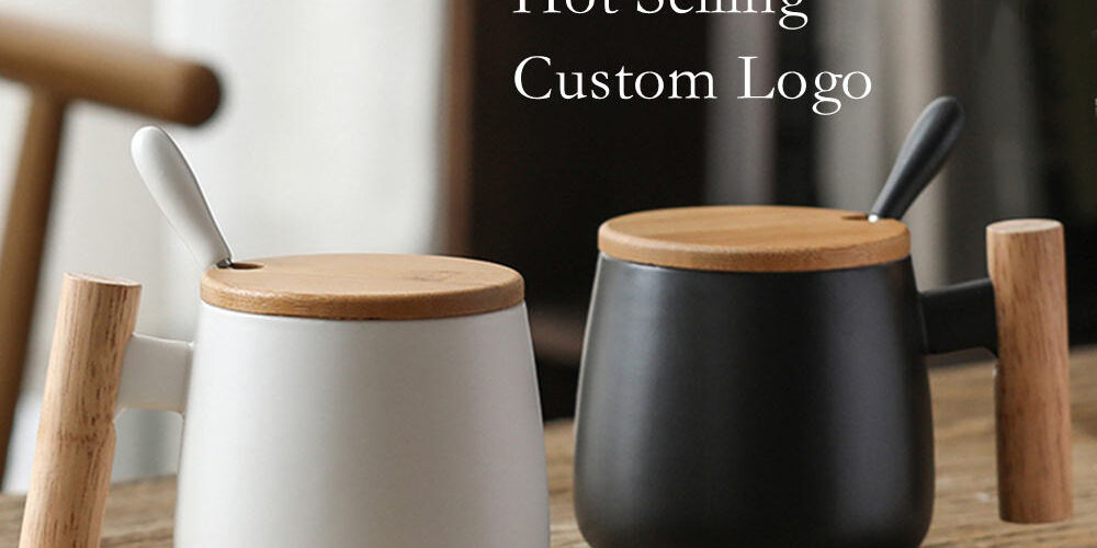 Ceramic Coffee Mug with Wooden Handle